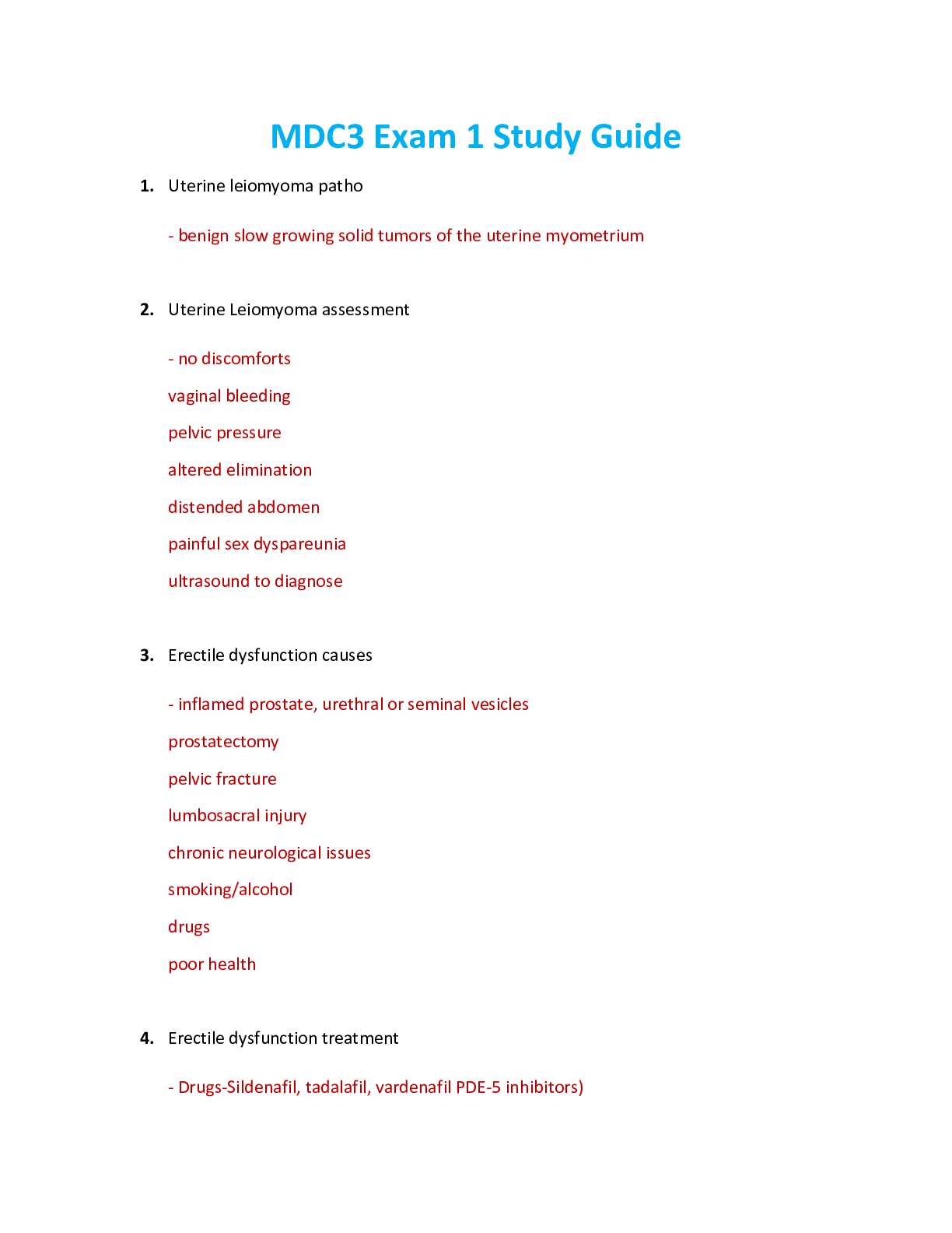 Preview image for NUR 2502 / NUR2502 Exam 1 Study Guide: Multidimensional Care III / MDC 3 Exam 1 Study Guide (Latest 2021/ 2022) Rasmussen